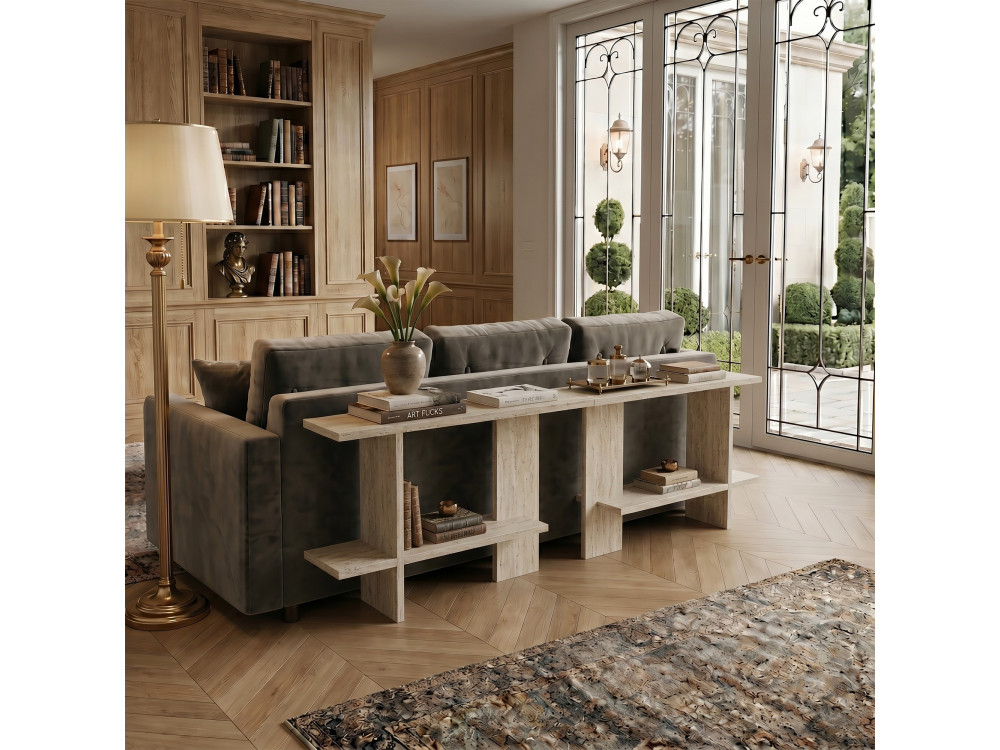 Mesita auxiliar de madera «Essenziale» - 80 x 30 x 55 cm - Travertino