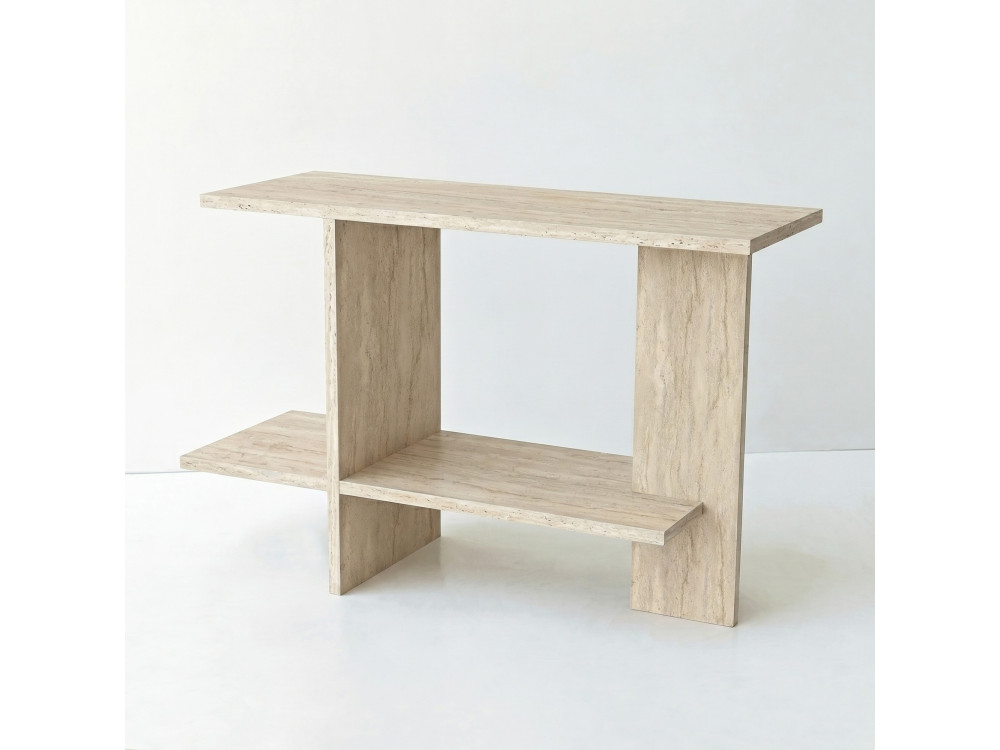Mesita auxiliar de madera «Essenziale» - 80 x 30 x 55 cm - Travertino