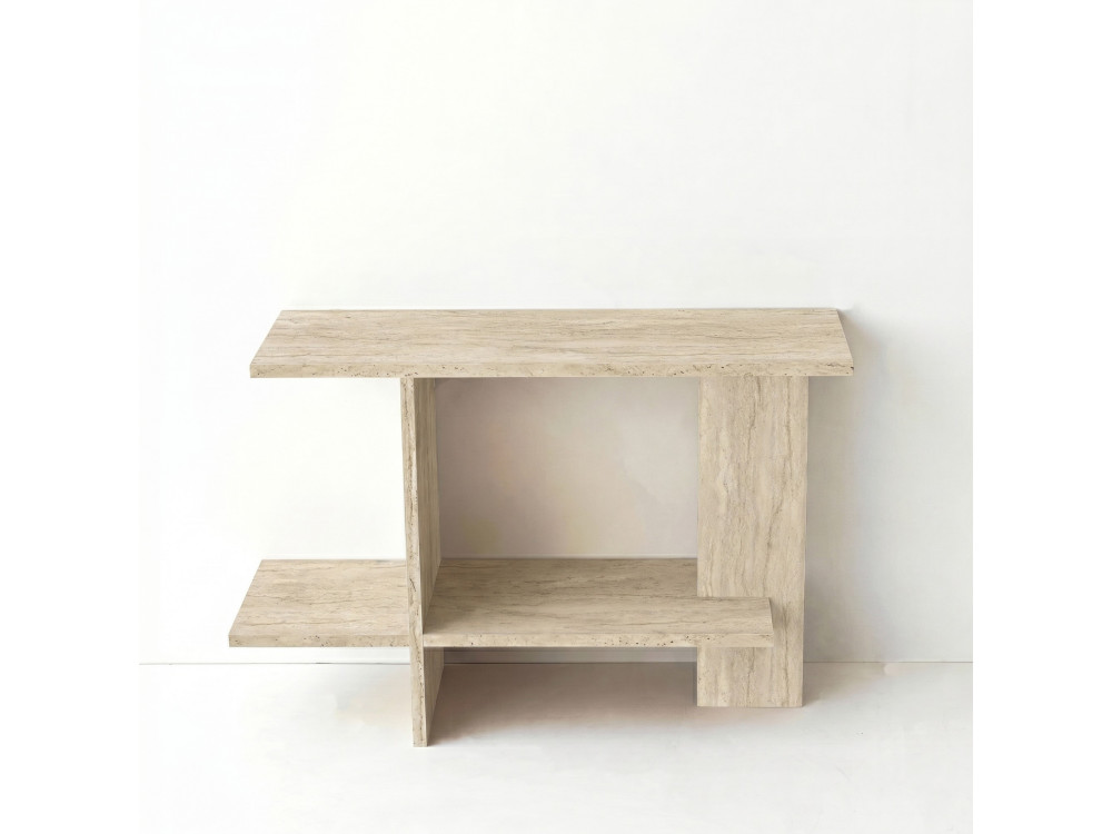Mesita auxiliar de madera «Essenziale» - 80 x 30 x 55 cm - Travertino