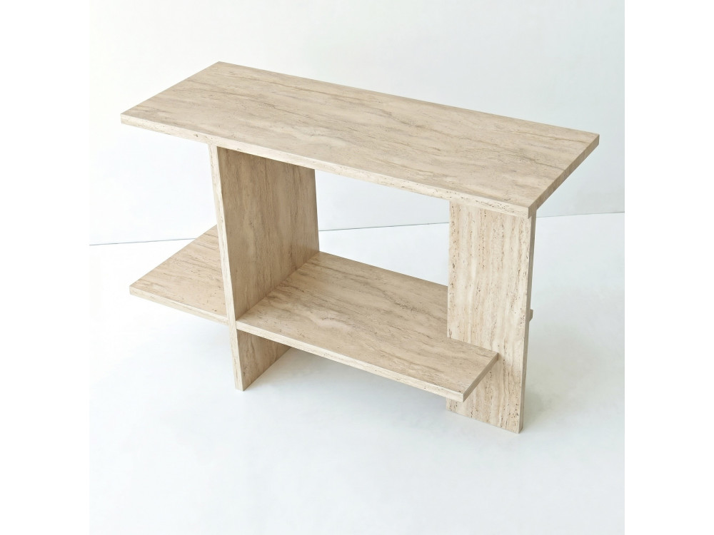 Mesita auxiliar de madera «Essenziale» - 80 x 30 x 55 cm - Travertino