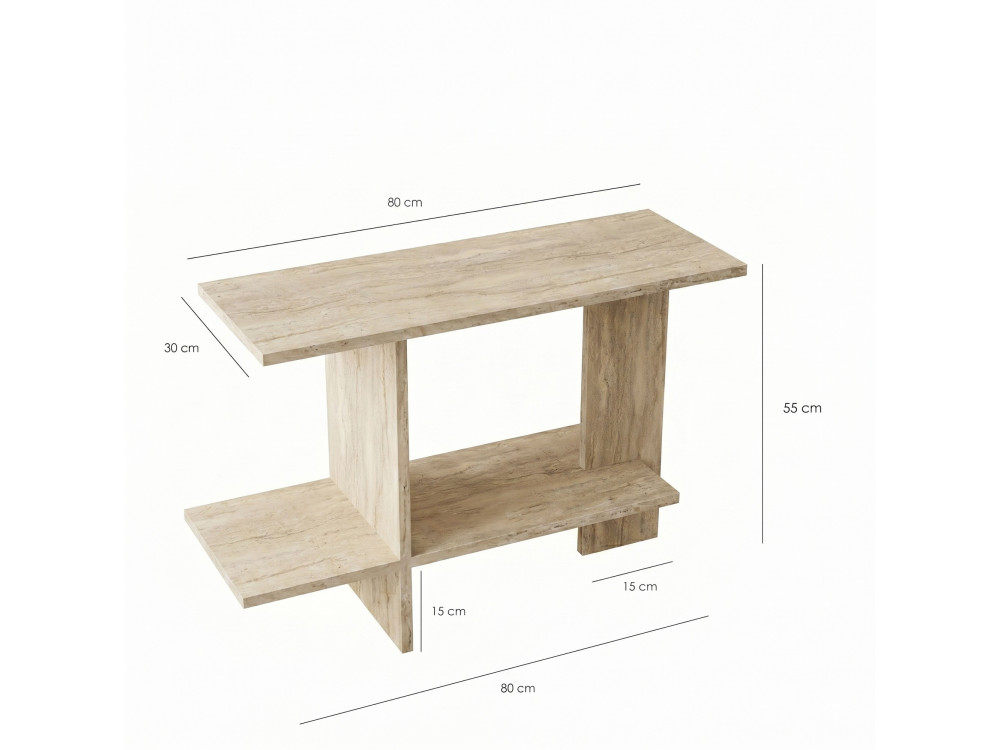 Mesita auxiliar de madera «Essenziale» - 80 x 30 x 55 cm - Travertino