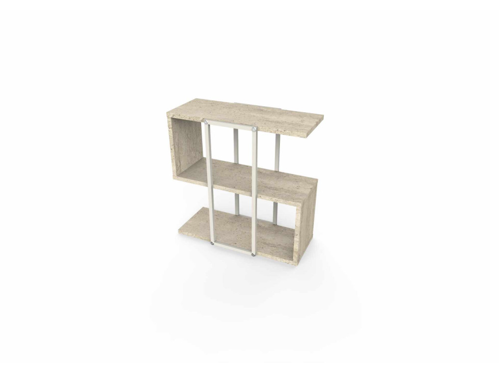 Mesita auxiliar de madera «HOMIA» - 56 x 25 x 56 cm - Travertino