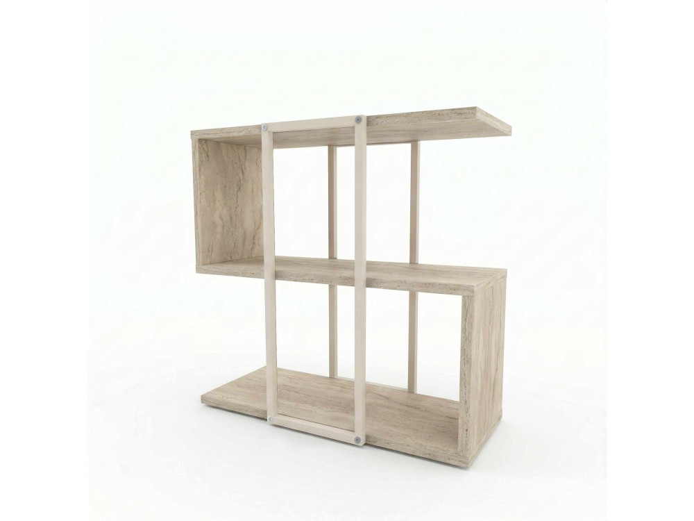 Mesita auxiliar de madera «HOMIA» - 56 x 25 x 56 cm - Travertino