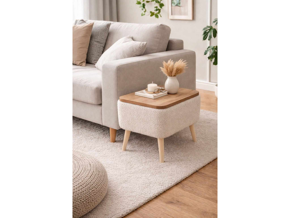 Mesita auxiliar de madera «Nora» - 60 x 30 x 45 cm - Beige