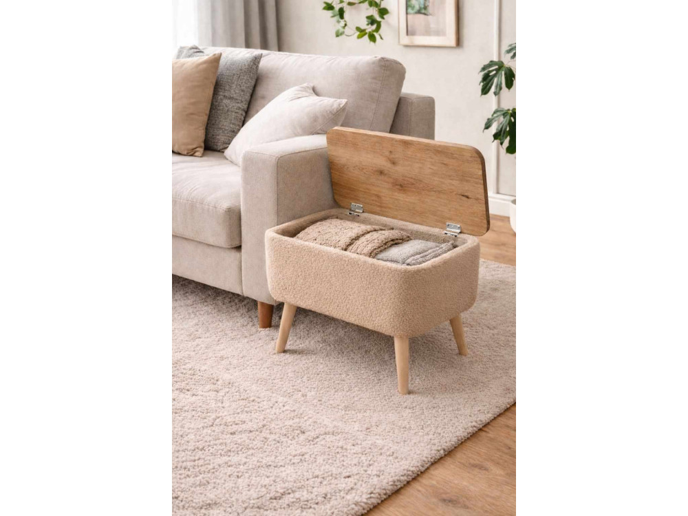 Mesita auxiliar de madera «Nora» - 60 x 30 x 45 cm - Beige