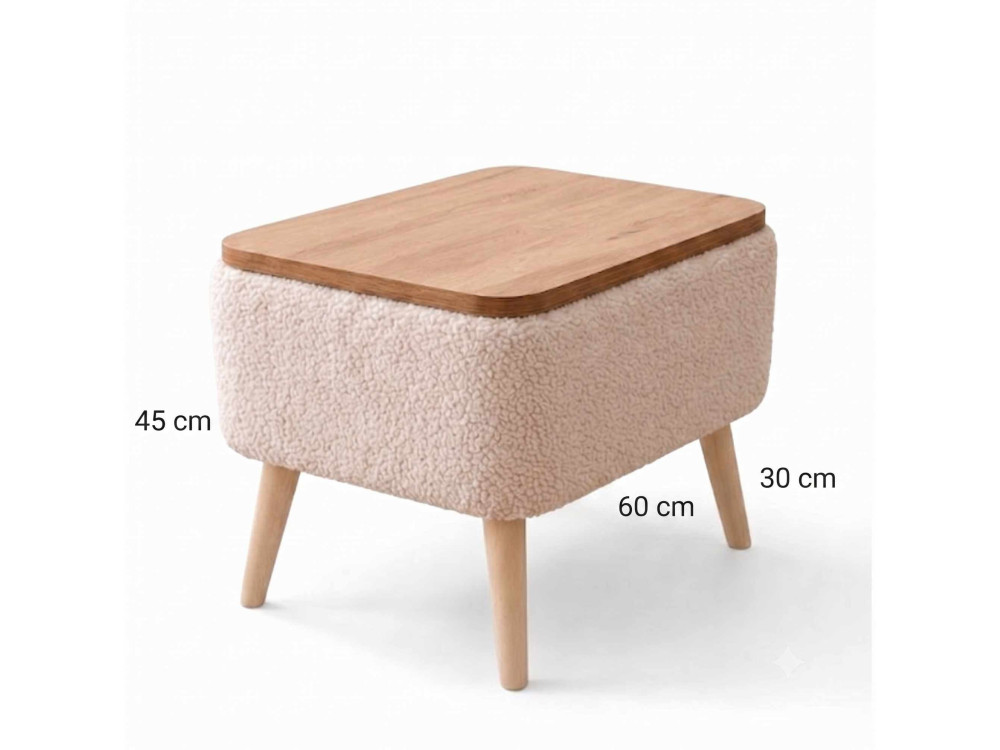 Mesita auxiliar de madera «Nora» - 60 x 30 x 45 cm - Beige