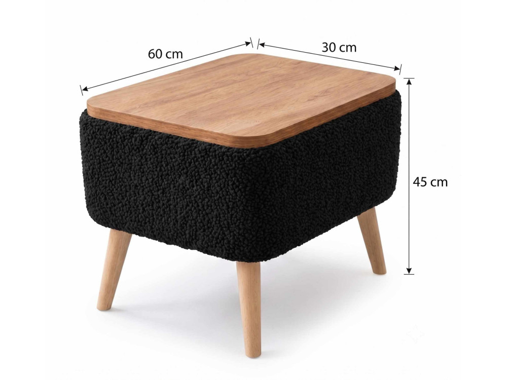 Mesita auxiliar de madera «Nora» - 60 x 30 x 45 cm - Negro