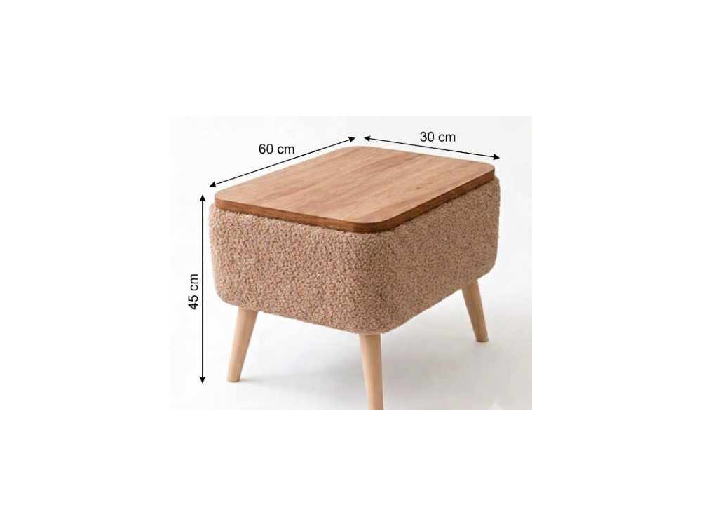 Mesita auxiliar de madera «Nora» - 60 x 30 x 45 cm - Marrón