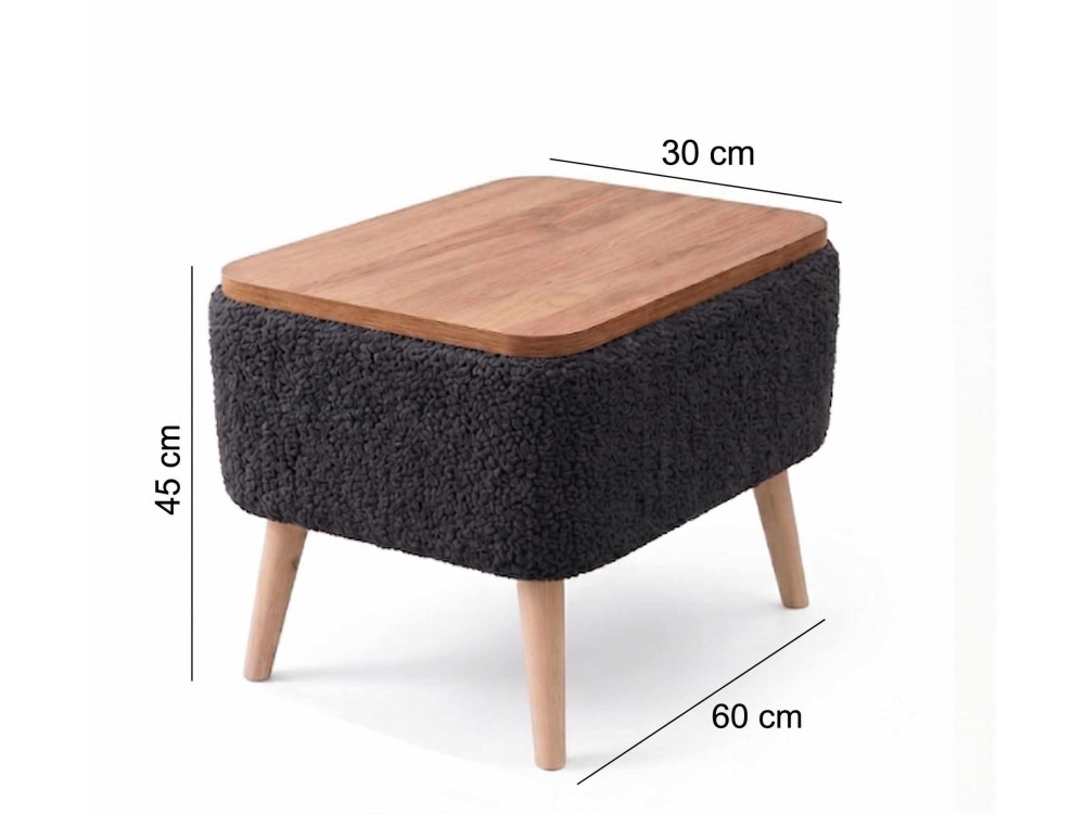 Mesita auxiliar de madera «Nora» - 60 x 30 x 45 cm - Antracita