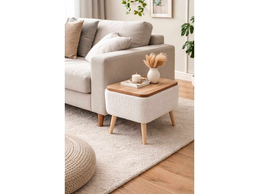Mesita auxiliar de madera «Nora» - 60 x 30 x 45 cm - Blanca