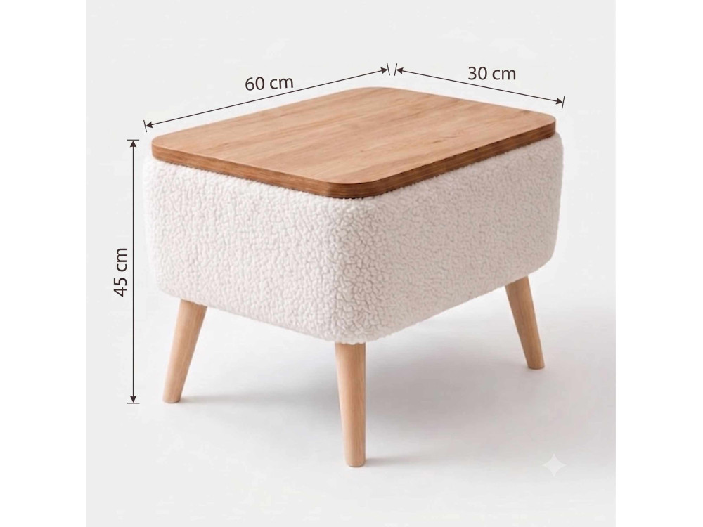 Mesita auxiliar de madera «Nora» - 60 x 30 x 45 cm - Blanca