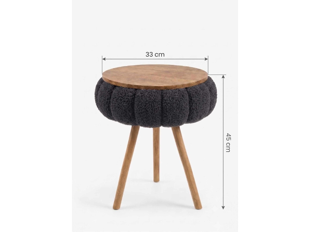 Mesita auxiliar de madera «Papatya Zgn» - 33 x 45 cm - Negro