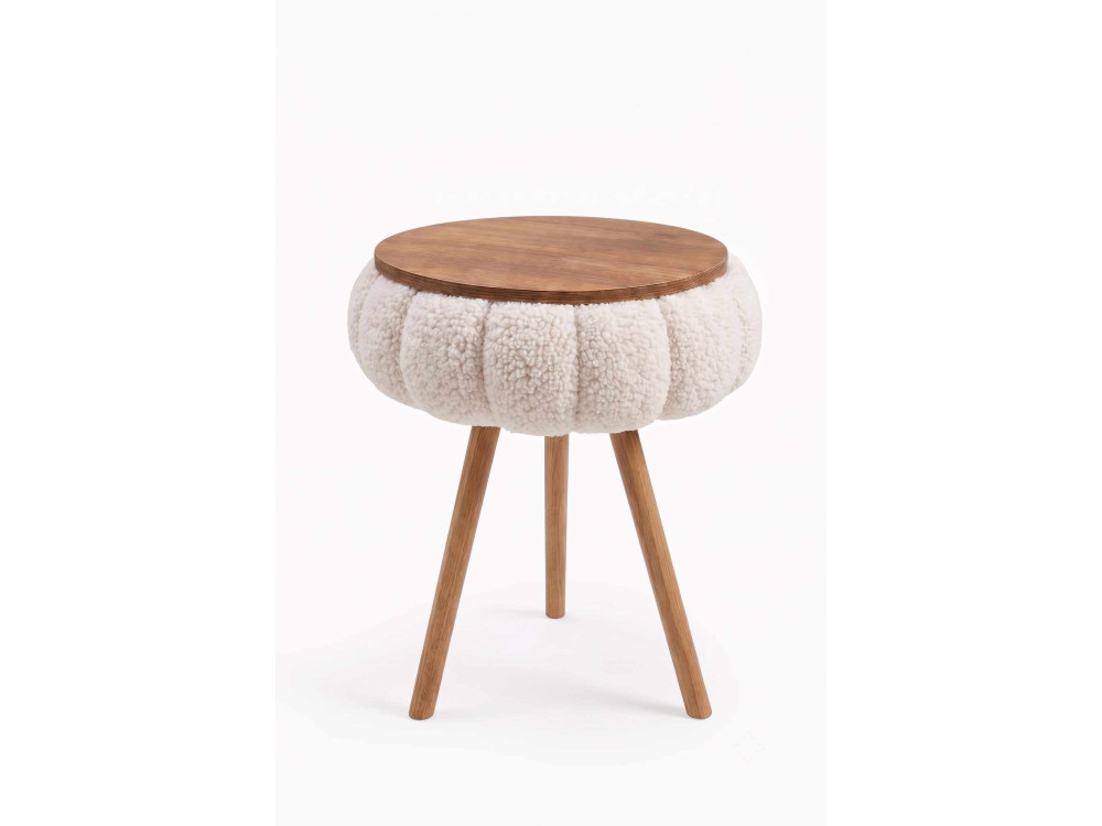 Mesita auxiliar de madera «Papatya Zgn» - 33 x 45 cm - Beige