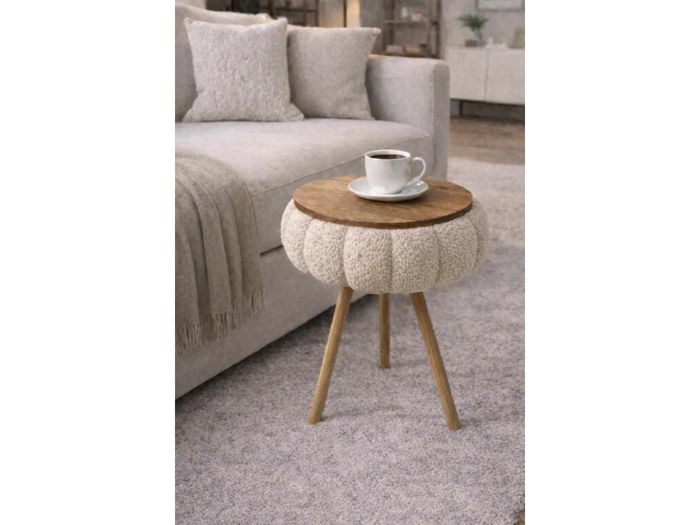 Mesita auxiliar de madera «Papatya Zgn» - 33 x 45 cm - Beige