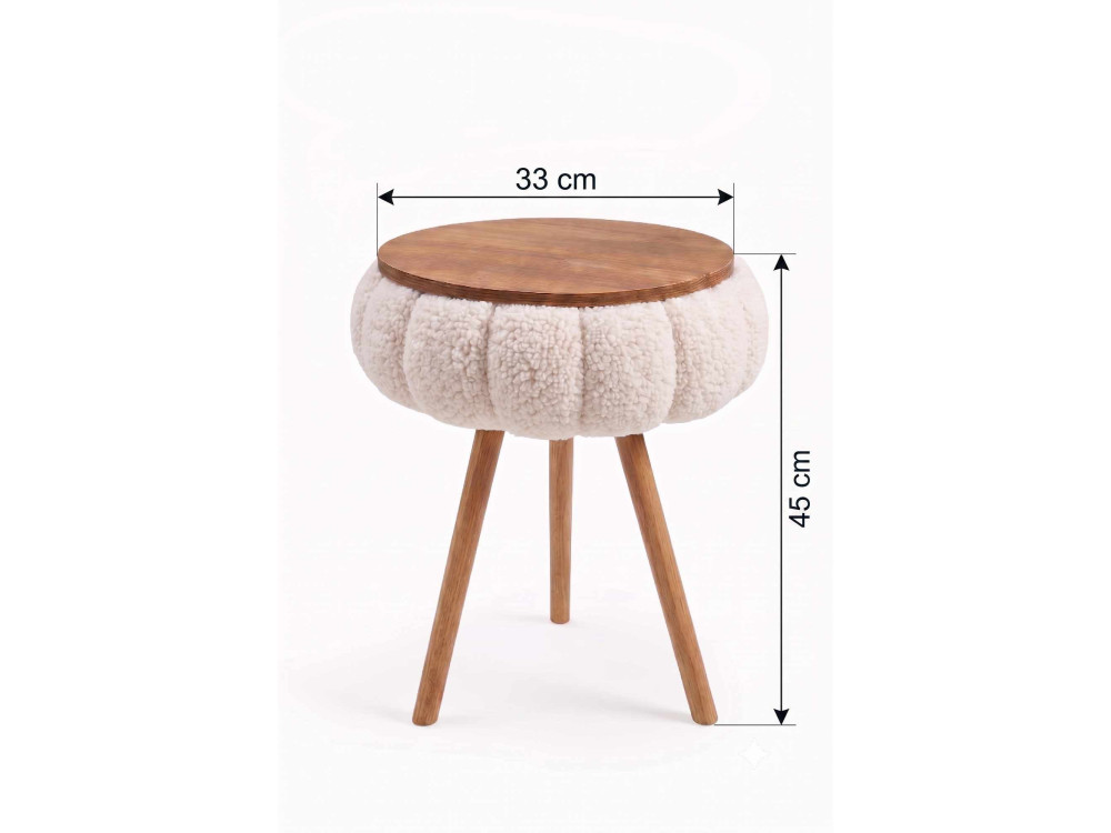Mesita auxiliar de madera «Papatya Zgn» - 33 x 45 cm - Beige