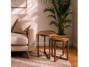 Juego de 2 mesas nido de madera «Nil 2» - 50 x 50 x 62 cm - Marrón