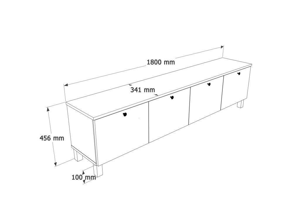 Mueble para la tele de madera «Nord» - 180 x 34 x 45 cm - Blanco / Roble