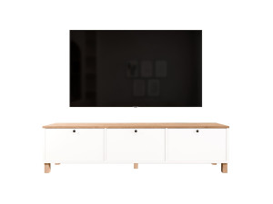 Mueble para la tele de madera «Nord» - 180 x 32 x 45 cm - Blanco / Roble