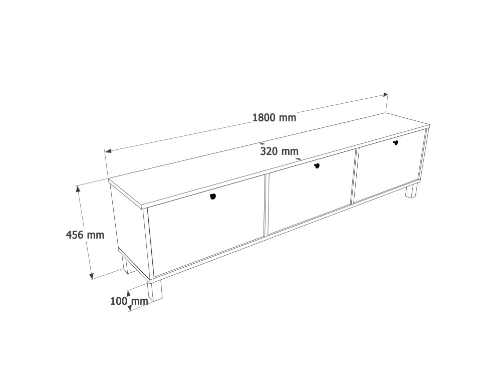 Mueble para la tele de madera «Nord» - 180 x 32 x 45 cm - Blanco / Roble