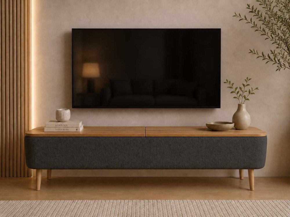 Mueble para la tele de madera «Sarven» - 120 x 30 x 45 cm - Antracita