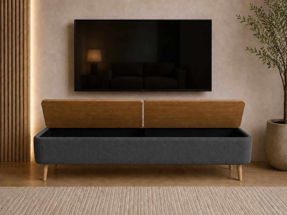 Mueble para la tele de madera «Sarven» - 120 x 30 x 45 cm - Antracita