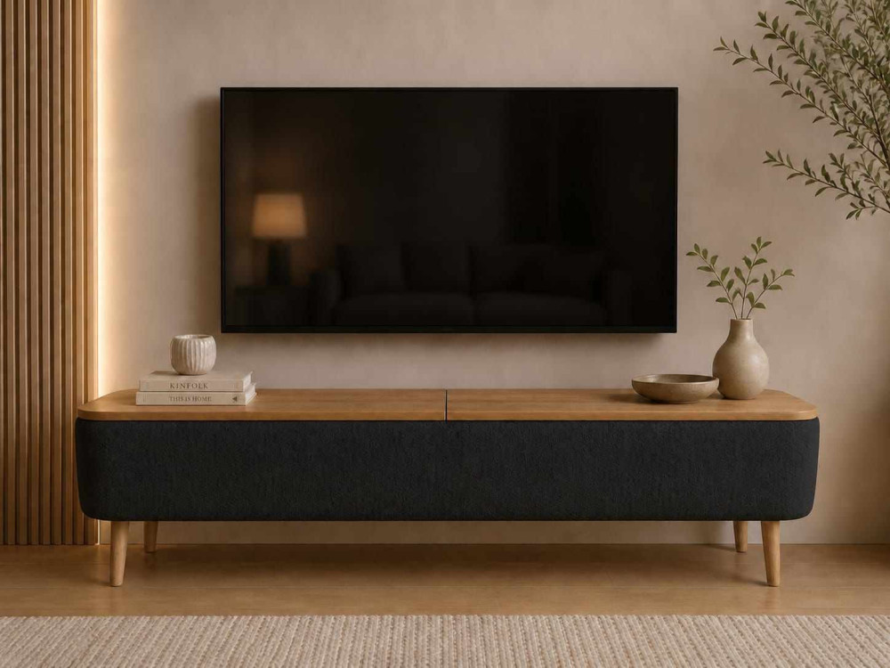 Mueble para la tele de madera «Sarven» - 120 x 30 x 45 cm - Negro