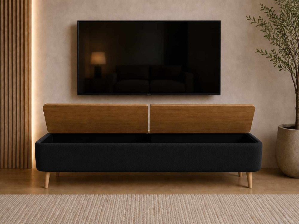 Mueble para la tele de madera «Sarven» - 120 x 30 x 45 cm - Negro