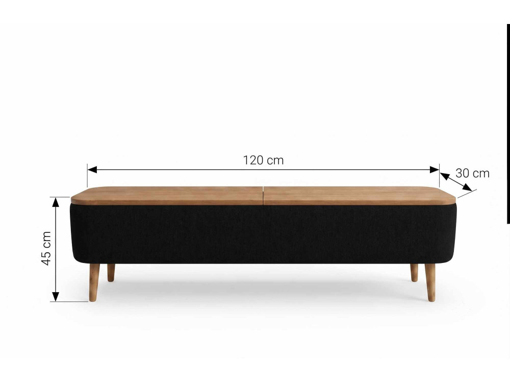Mueble para la tele de madera «Sarven» - 120 x 30 x 45 cm - Negro