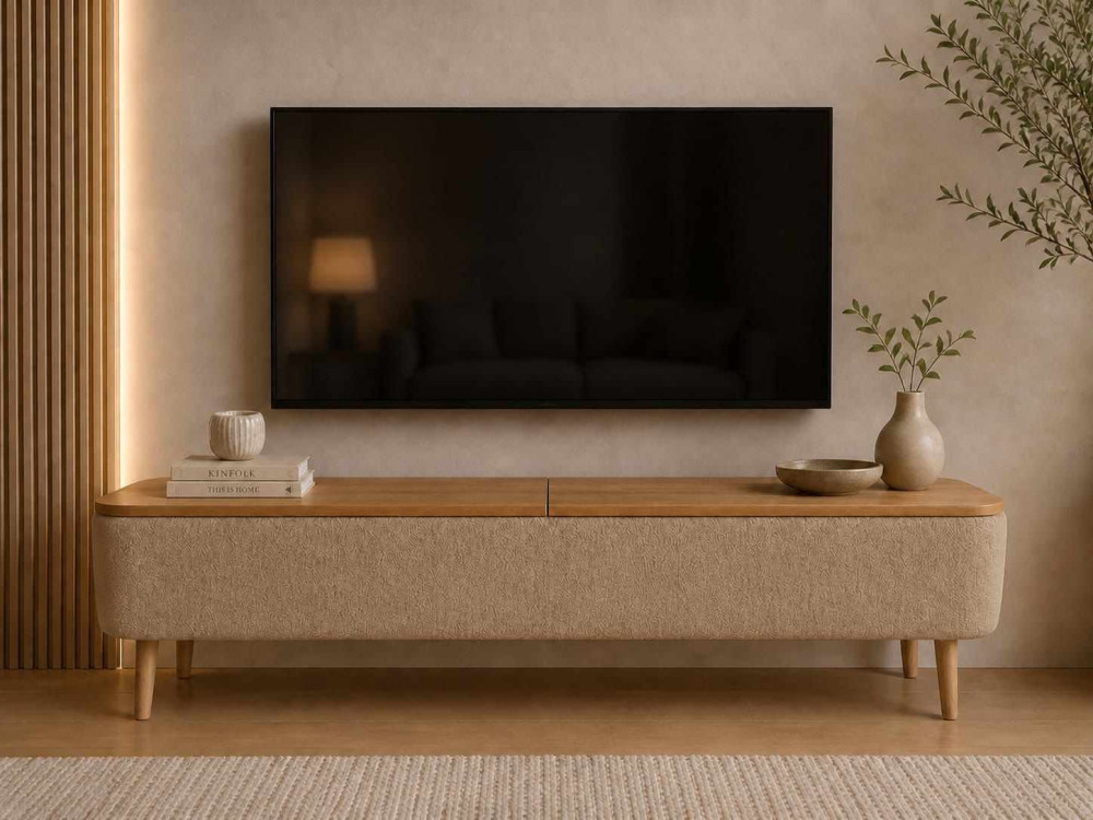 Mueble para la tele de madera «Sarven» - 120 x 30 x 45 cm - Beige