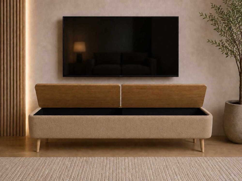 Mueble para la tele de madera «Sarven» - 120 x 30 x 45 cm - Beige