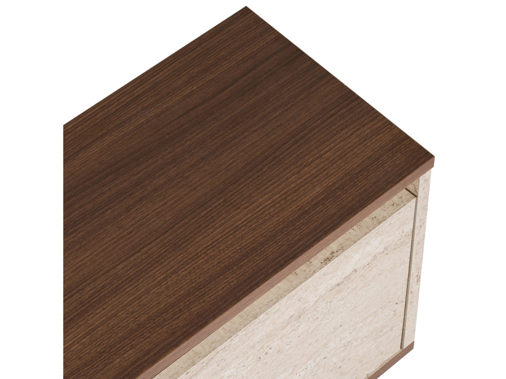 Mueble para televisión de madera «Sentinel» - 160 x 30 x 42 cm - Travertino / Nogal de Milán