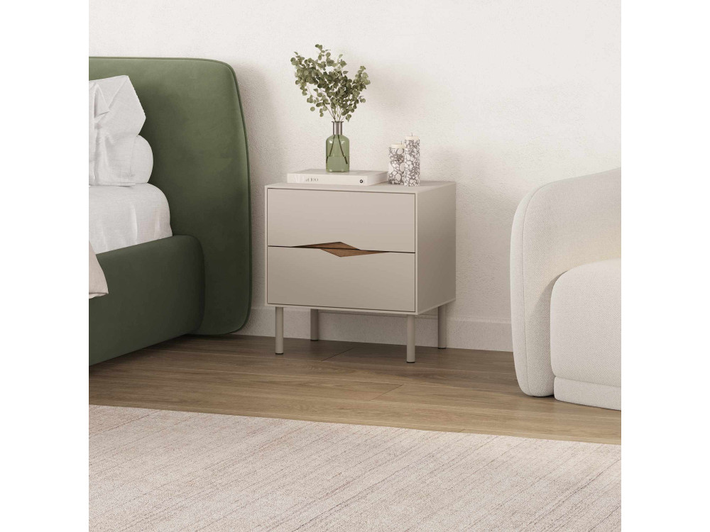 Mesita de noche de madera «MARQUISE» - 50 x 35 x 52 cm - Gres / Oud oscuro