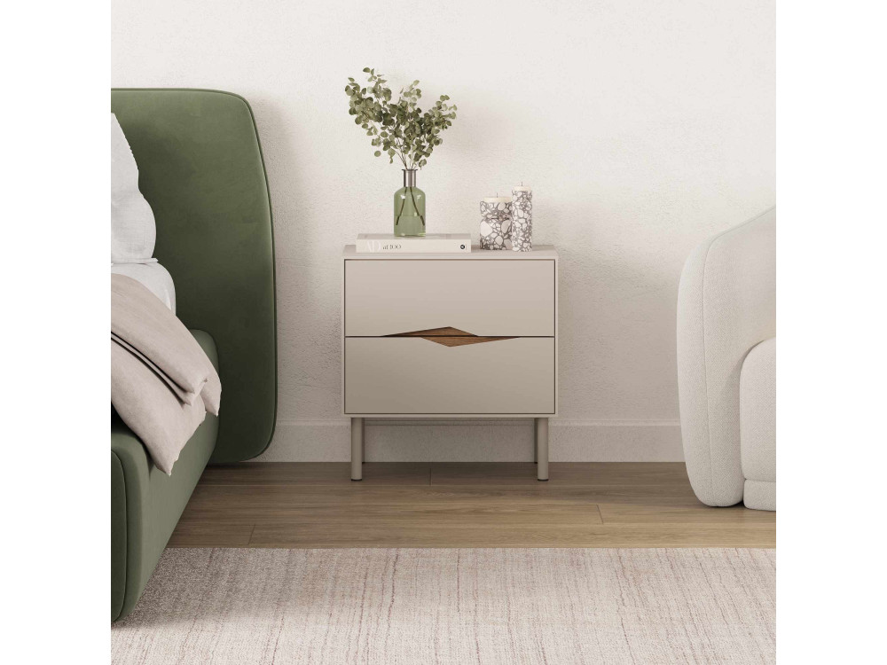 Mesita de noche de madera «MARQUISE» - 50 x 35 x 52 cm - Gres / Oud oscuro