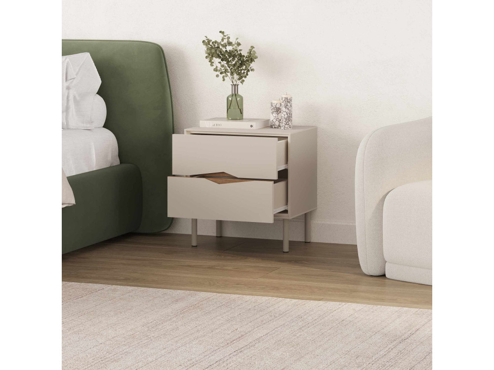Mesita de noche de madera «MARQUISE» - 50 x 35 x 52 cm - Gres / Oud oscuro
