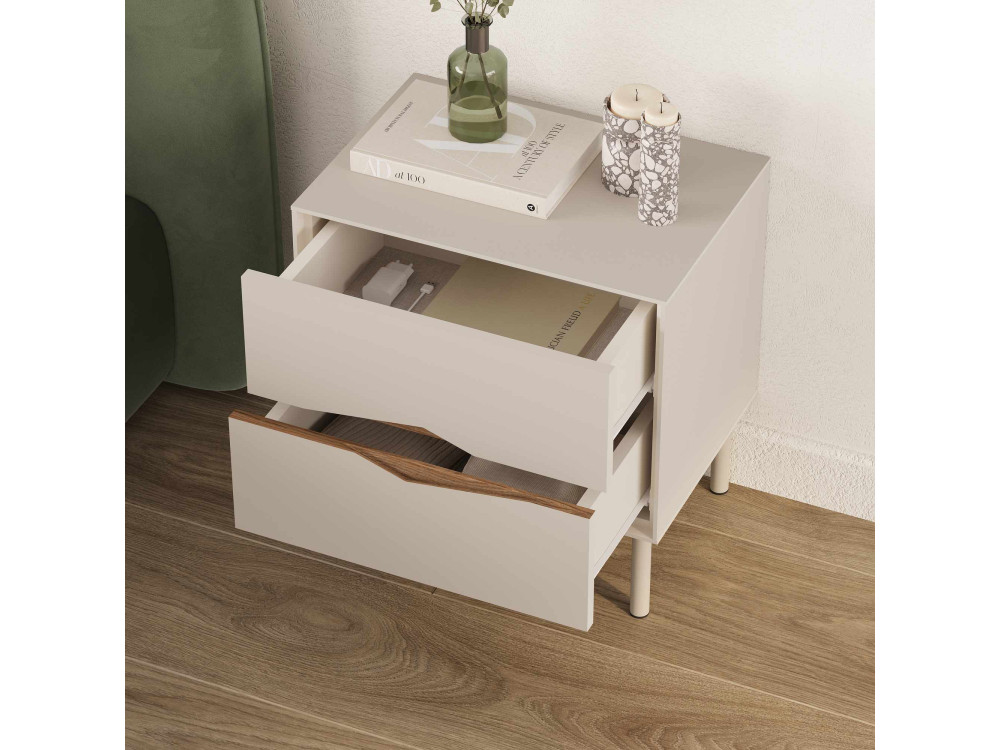 Mesita de noche de madera «MARQUISE» - 50 x 35 x 52 cm - Gres / Oud oscuro