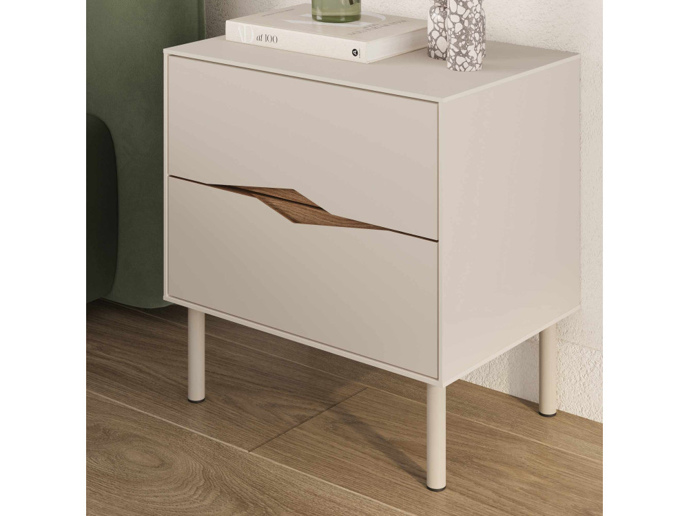 Mesita de noche de madera «MARQUISE» - 50 x 35 x 52 cm - Gres / Oud oscuro