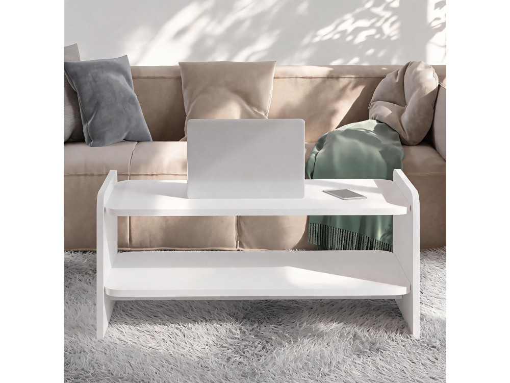 Mesa de centro de madera «Amon» - 90 x 45 x 40 cm - Blanca