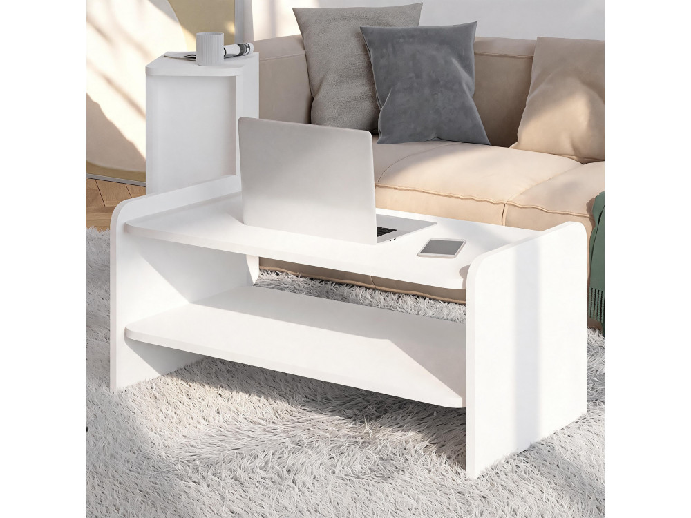 Mesa de centro de madera «Amon» - 90 x 45 x 40 cm - Blanca