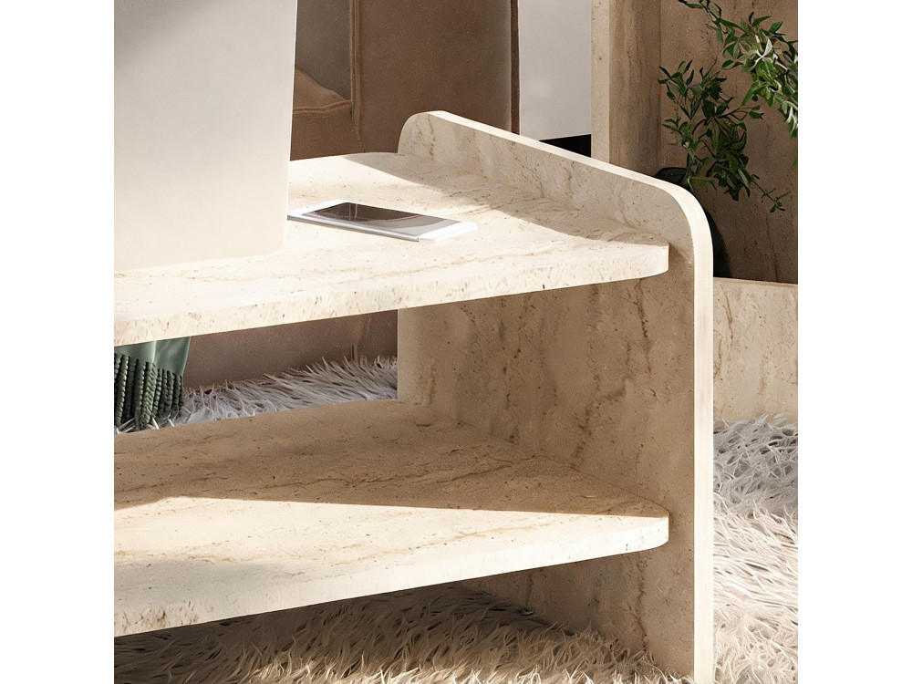 Mesa de centro de madera «Amon» - 89,8 x 39,8 x 44,8 cm - Travertino