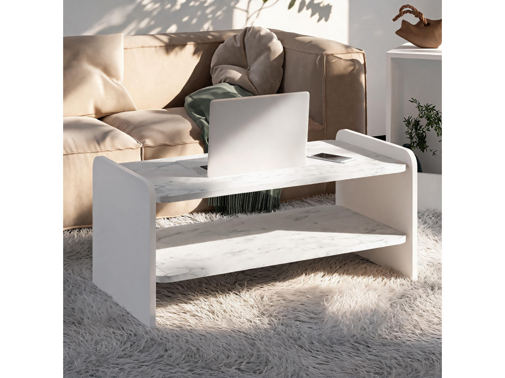 Mesa de centro de madera «Amon» - 90 x 45 x 40 cm - Blanca