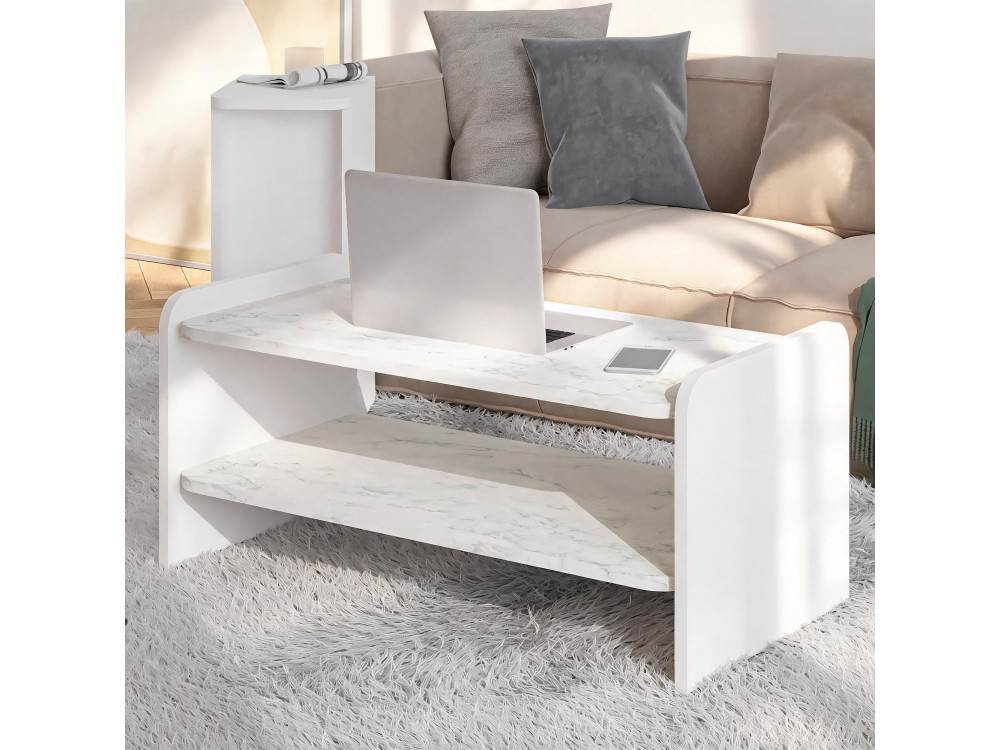 Mesa de centro de madera «Amon» - 90 x 45 x 40 cm - Blanca