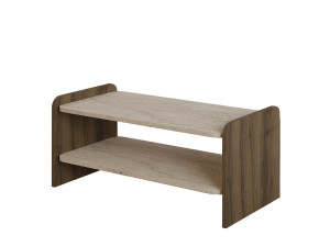 Mesa de centro de madera «Amon» - 89,8 x 39,8 x 44,8 cm - Travertino / Nogal antiguo