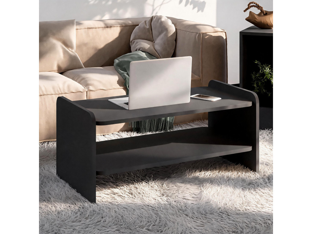 Mesa de centro de madera «Amon» - 89,8 x 39,8 x 44,8 cm - Antracita