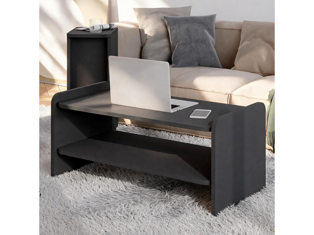 Mesa de centro de madera «Amon» - 89,8 x 39,8 x 44,8 cm - Antracita