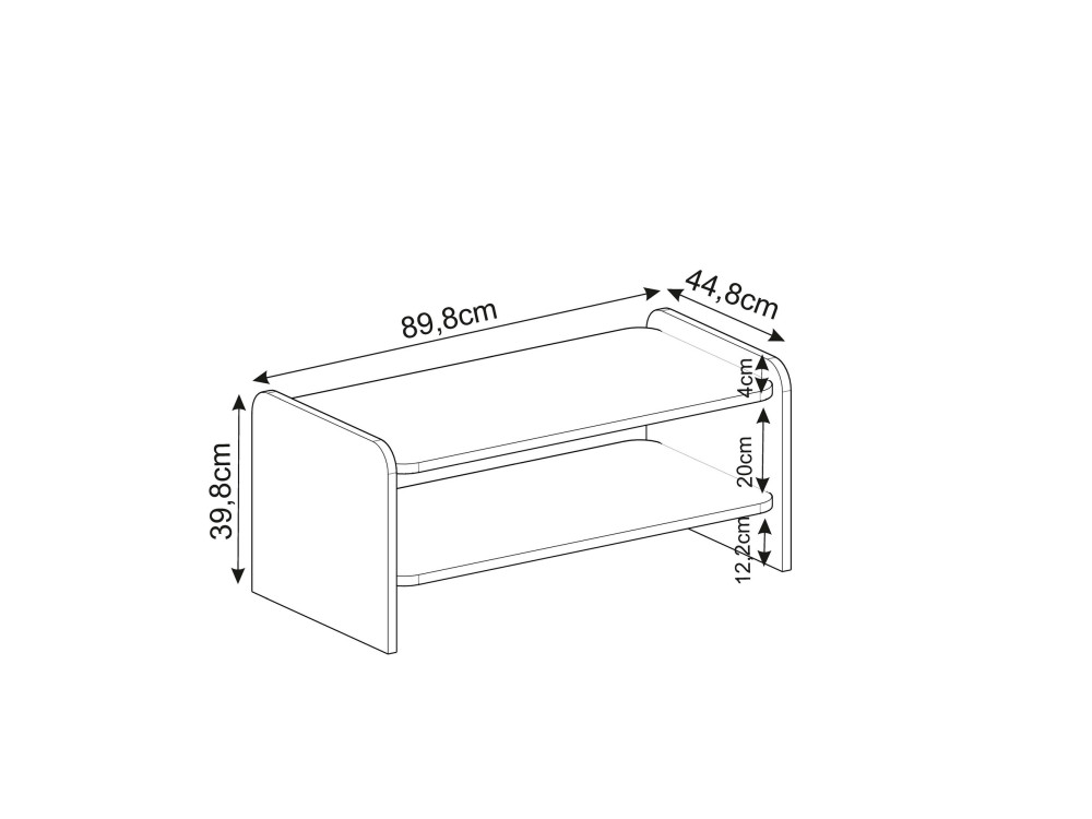 Mesa de centro de madera «Amon» - 89,8 x 39,8 x 44,8 cm - Antracita