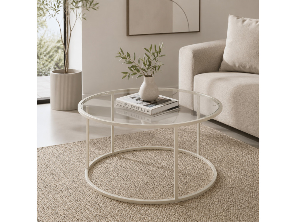 Mesa de centro de madera «Beige-Trs-80-Nrd-Srk» - 80 x 80 x 43 cm - Beige