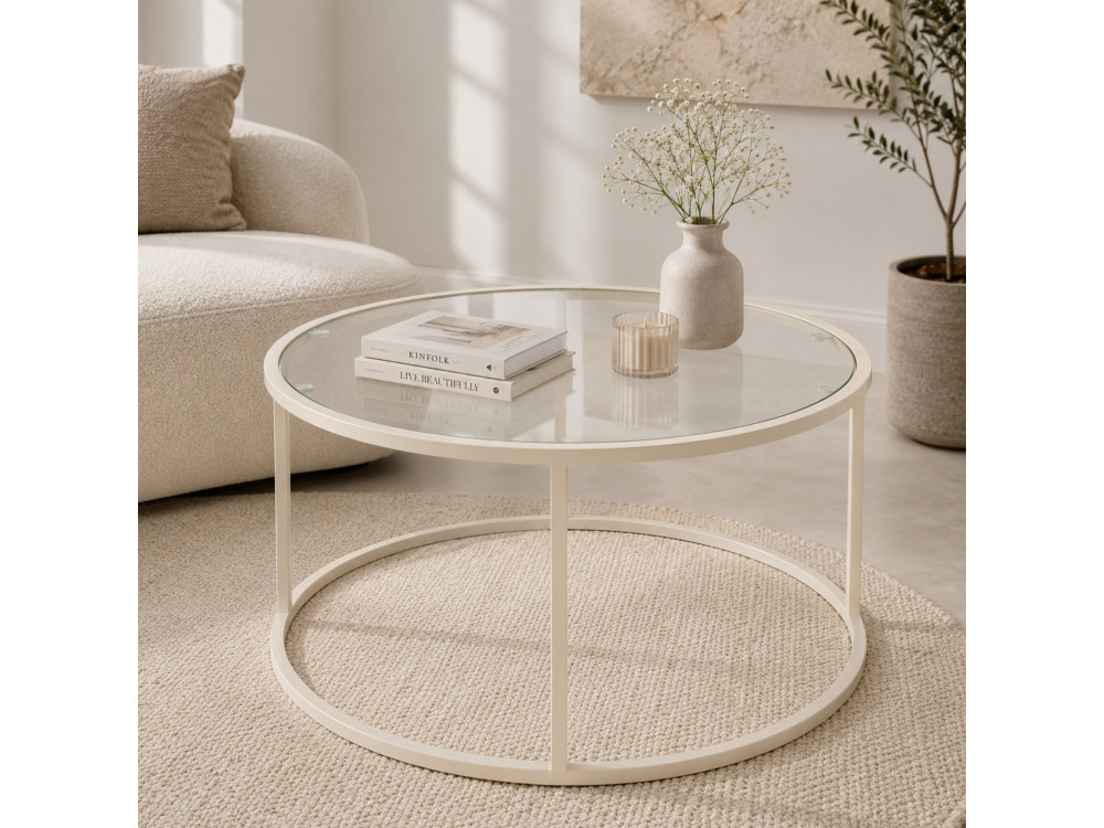 Mesa de centro de madera «Beige-Trs-80-Nrd-Srk» - 80 x 80 x 43 cm - Beige