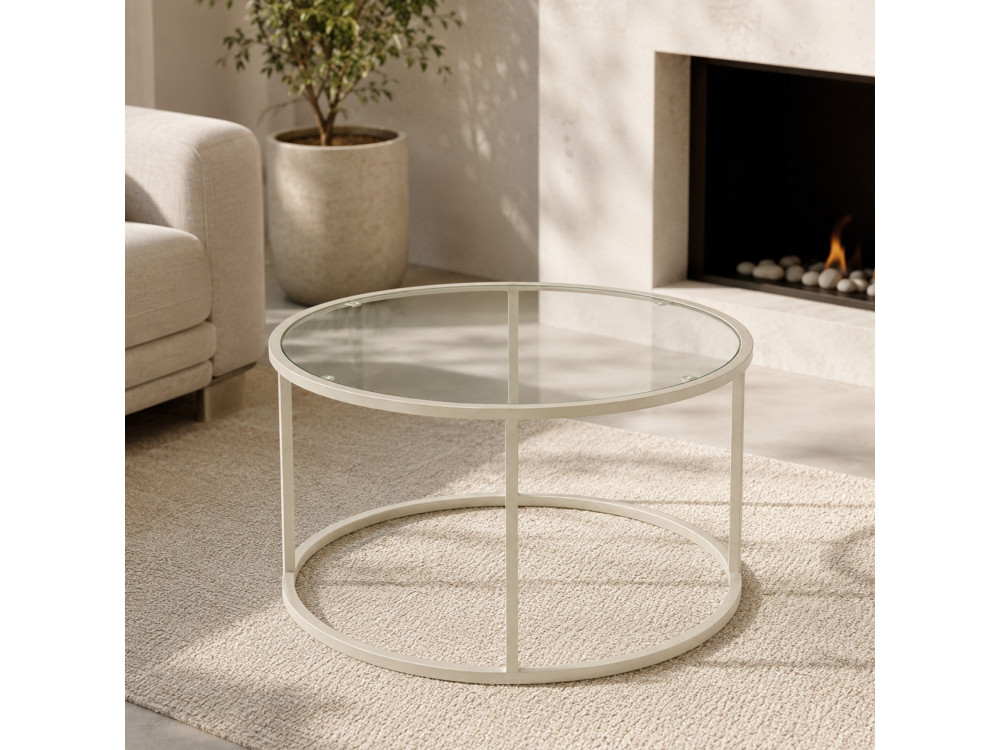Mesa de centro de madera «Beige-Trs-80-Nrd-Srk» - 80 x 80 x 43 cm - Beige