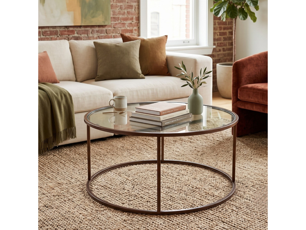 Mesa de centro de madera «Brown-Trs-80-Nrd-Srk» - 80 x 80 x 43 cm - Marrón