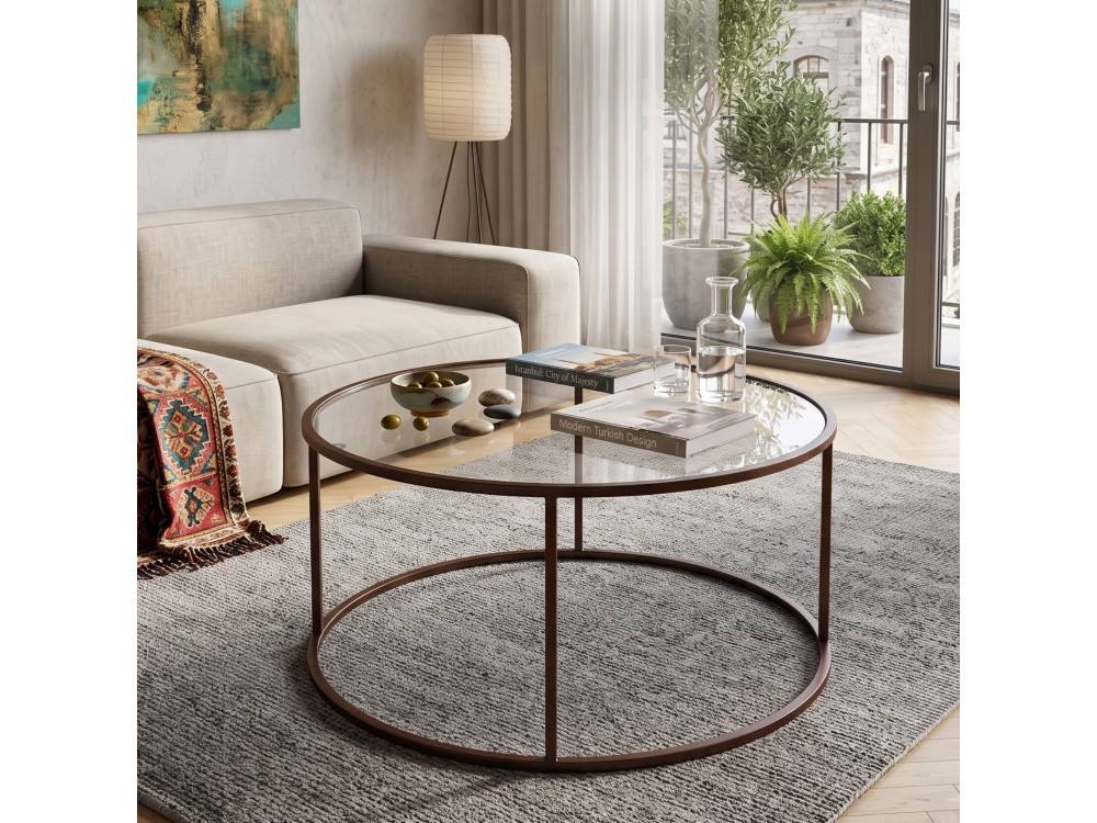 Mesa de centro de madera «Brown-Trs-80-Nrd-Srk» - 80 x 80 x 43 cm - Marrón